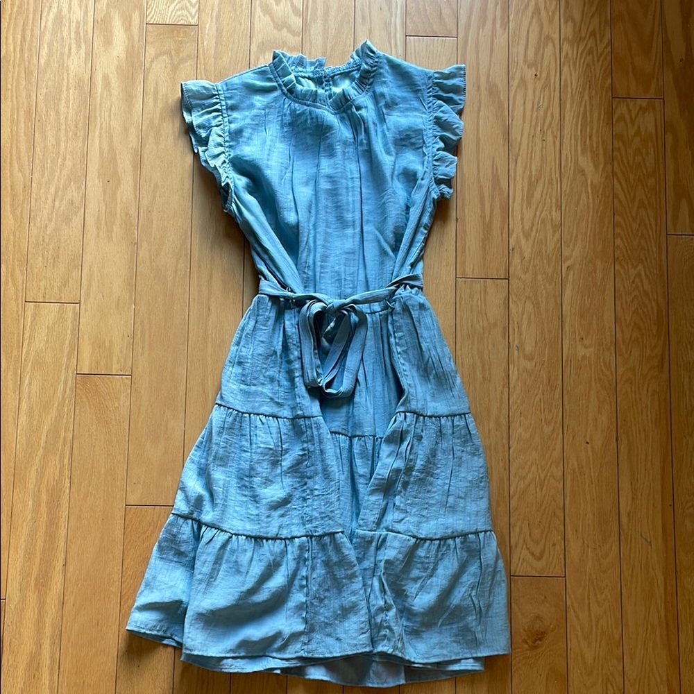 Pastel Mint Green Ruffle Sleeve Dress Junior worn 1x